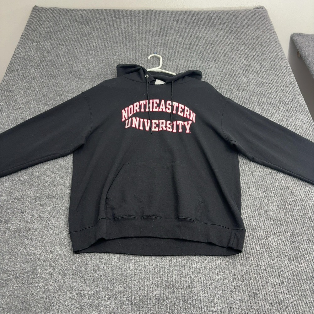 Northeastern University Champion Hoodie Mens L Black Cotton Blend Streetwear
